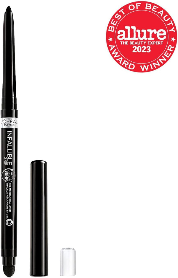 L'Oreal Paris Infallible Grip Mechanical Gel Eyeliner Pencil, Smudge-Resistant, Waterproof Eye Makeup with Up to 36HR Wear, Intense Black, 0.01 Oz