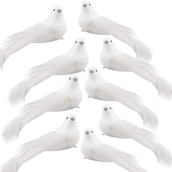 UWIOFF 12 Pcs Artificial White Dove Birds Clip On Christmas Tree Ornament
