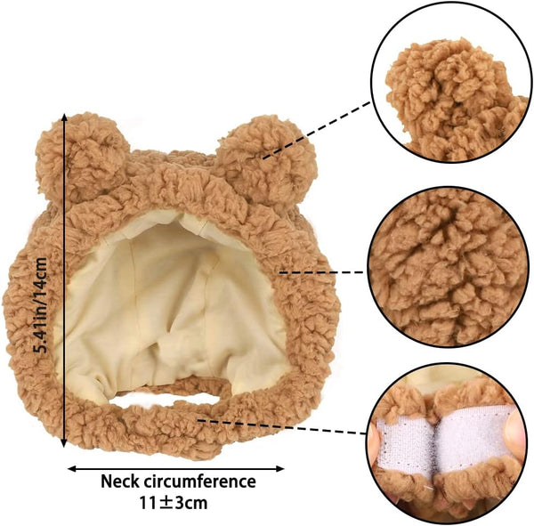 JOICEE Cute Cat Costume Warm Bear Hat Adjustable Small Pet Headwear for Cat