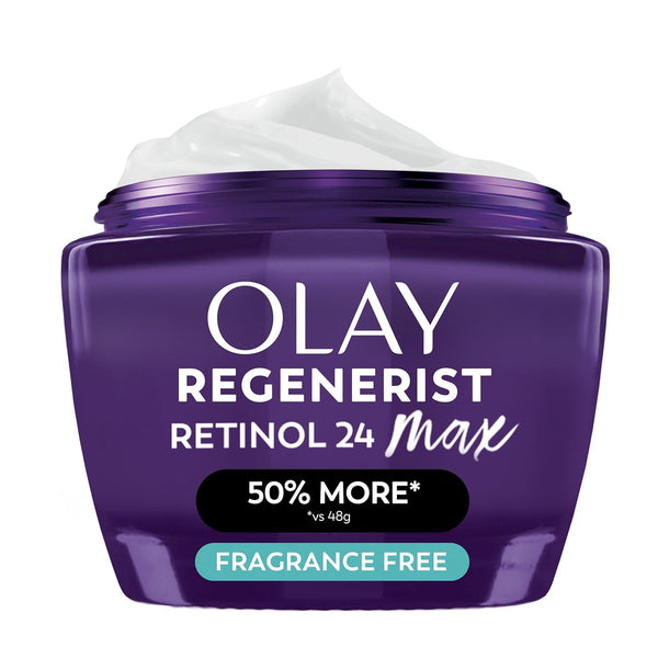 Olay Retinol Night Cream for Women, MAX, Anti-Aging Face Mousturizer, Fragrance-Free, Non Greasy - Anti-Wrinkle, Smooth Fine Lines, Hydrating Skin Care - Triple Collagen Cream, Niacinamide, 1.7oz