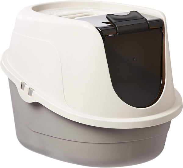 Amazon Basics No-Mess Hooded Enclosed Cat Litter Box with Odor Control and Swinging Door, Standard, 21" x 16" x 15", Multicolor