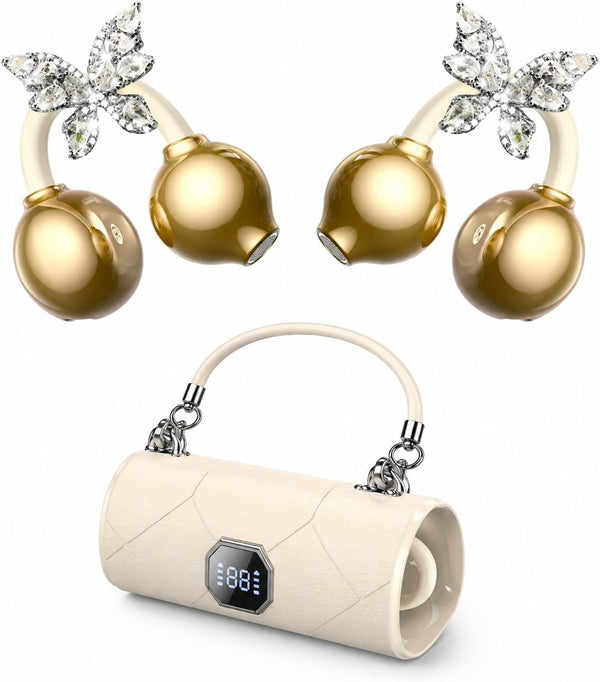 Alfu Clip On Earbuds with Detachable Butterfly Earrings, Open Ear Earbuds
