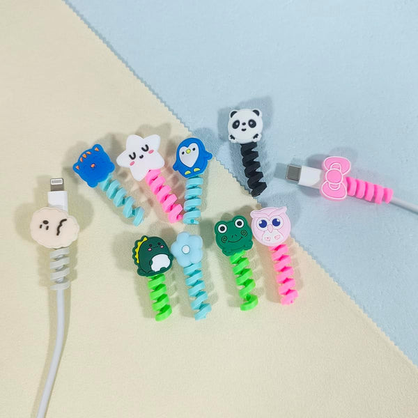 10 PCS Cartoon Silicone Charger Cable Protector Mobile Phone Charger End Cord Colorful Cute Savers for Most Cellphone Data Lines Charger Cord Management Protector