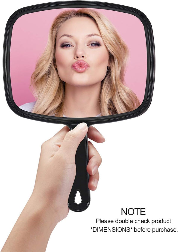 PROTECLE Hand Mirror, 10.3" L x 7.4" W Salon Barber Hairdressing Handheld Mirror with Handle, Square Black | Hand Mirrors with Handle, Barber Accessories, Hair Salon Supplies, Distortion-Free Glass, Makeup Mirror for Women Men