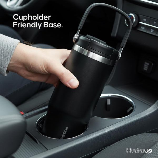 Sport Tumbler 32oz Stainless Steel Water Bottle, Vacuum Insulated with 2-in-1 Lid (Straw & Spout), Leak-Proof Reusable Travel Mug for Hot and Cold Drinks