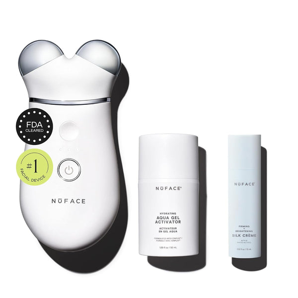 NUFACE Trinity+ Skin Tightening & Face Lift Device - Microcurrent Facial Sculpting Tool to Contour Cheeks, Jawline & Neck, 3 Frequencies, Supports Lymphatic Drainage + Activator Gel, White
