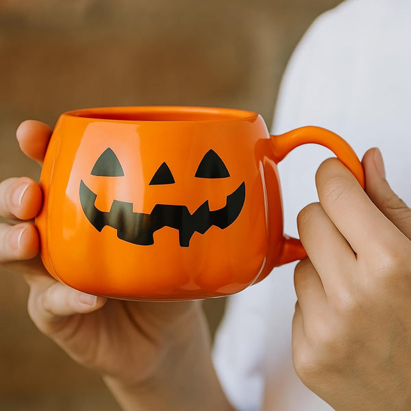 Halloween Cute Pumpkin Mug, Pumpkin Shaped Mug Decorations, Cute Halloween Cup 12 Ounce