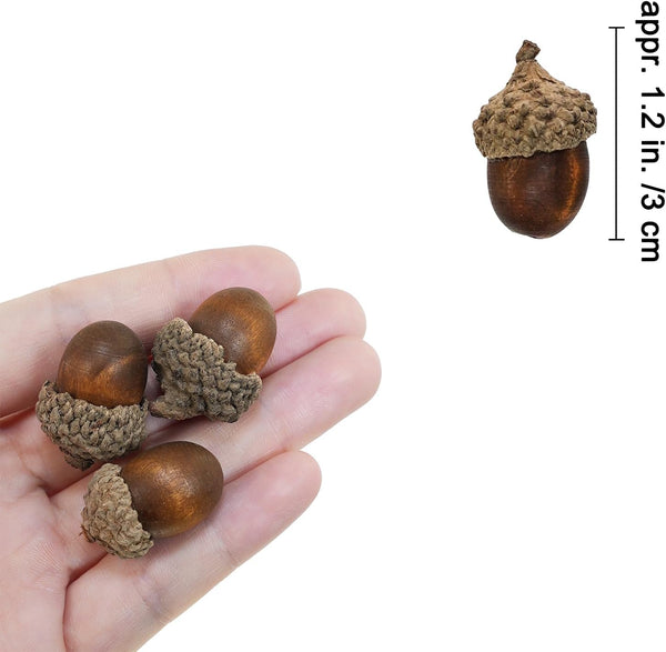 Winlyn 100 Pcs Realistic Artificial Acorns Wooden Brown Acorns Autumn Decorations 1.2" Rustic Farmhouse Home Thanksgiving Wedding Fall Arrangement Wreaths Bowl Fillers