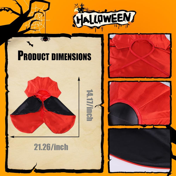 Halloween Cat Costume Vampire Cape for Small Medium Dogs Cats Witch Cloak