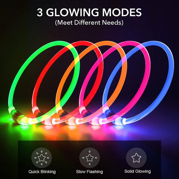 BSEEN Light Up Dog Collar - LED Dog Collar Rechargeable, Glowing Pet Collars for Small Medium Large Dogs, TPU Cuttable Lighted Puppy Collar, Safety Dog Lights for Night Walking (Green 70cm)
