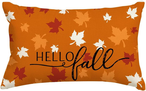 RABUSOFA Rust Orange Maple Leaves Fall Pillow Covers 12x20 Inch