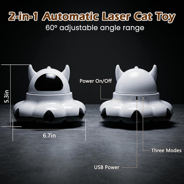 Automatic cat laser toy, 2-in-1 Interactive with Randomly Moving Feather
