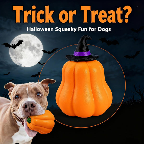 Halloween Dog Toys for Large Dogs, Tough Pumpkin Toy for Aggressive Chewers
