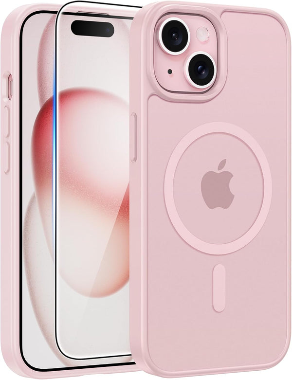 FNTCASE for iPhone 15/14/13 Case, Fit for Magsafe, Light Pink