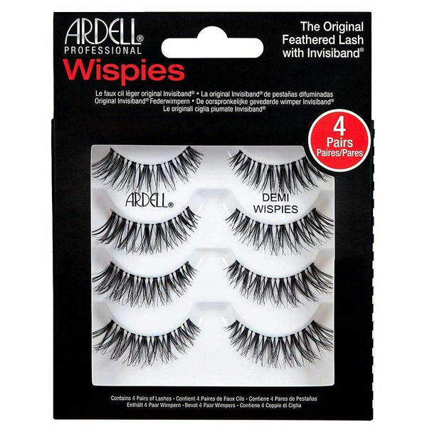 Ardell Demi Wispies False Eyelashes – Natural Wispy Strip Lashes with Invisiband, Lightweight Reusable Fake Lashes for Volume & Length, 4 Pairs