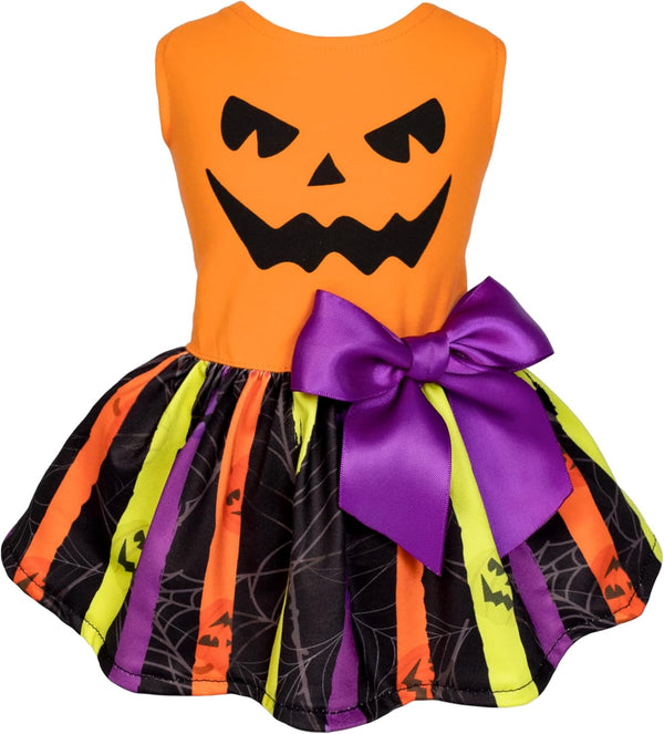 Fitwarm Halloween Pumpkin Dog Dress, Funny Dog Halloween Costumes, Doggy Clothes for Small Dogs Girl, Pet Apparel, Orange, Black, Purple, Small