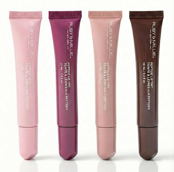 Ruby & Millie Peptide Lip Treatment, Peptide Lip Tint, Plumping Gloss, Lip Gloss, Multicolor, 0.3 Fl oz (Pack of 4)