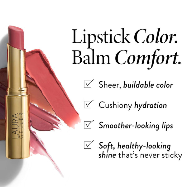 LAURA GELLER NEW YORK Jelly Balm Tinted Lip Balm – Just Peachy – Hydrating Lip Color with Shine Finish – Squalane & Vitamin E – Buildable Sheer to Medium Coverage – Vegan & Cruelty-Free