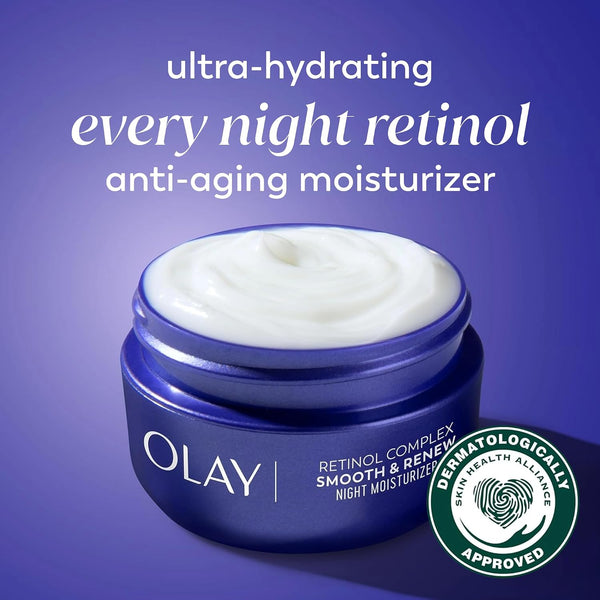 Olay Regenerist Radiance Retinol Face Moisturizer: Smooth & Renew Cream for Women - Fragrance-Free, Anti-Aging, Anti-Wrinkle, Tightening & Brightening - 2 Oz