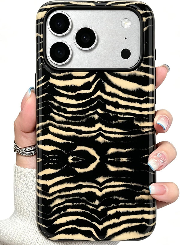 Compatible with iPhone 18 Pro Case,Animal Stylish Zebra Tiger Print Pattern Retro Phone Case Shockproof Double-Layer Drop-Resistant Protection,Zebra, for iPhone 18 Pro