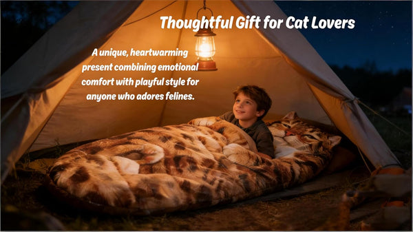 Fluffy Cat Sleeping Bag for Adults, Cat Sleeping Bag for Human,Cat Envelope Sleep Bag for Camping, Sleepovers & Home Lounging, Washable Warm