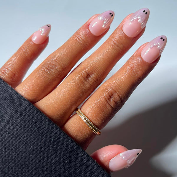 Glamnetic Halloween Press On Nails, Short Almond Glossy, Ghost Besties