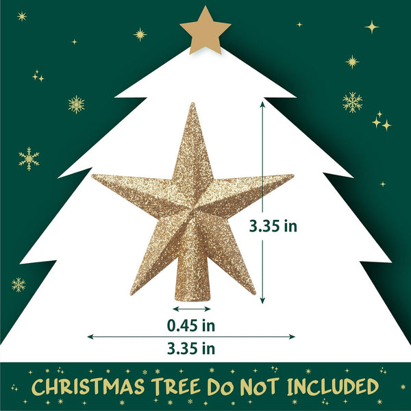 SUNEZLGO Mini Christmas Tree Topper, 3.35 Inch Small Star Treetop, Small Christmas Tree Top, Mini Christmas Tree Ornaments, Ornaments for Tree, Tree Star for Xmas Holiday Party Home Decoration