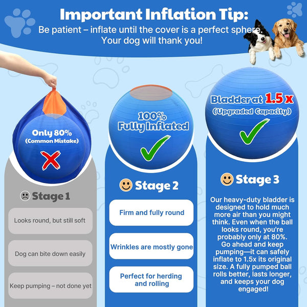 Happypaw 3.0 2026 Upgrade 18'' Herding Ball for Dogs – Enhanced Chew Resistance & Heavy-Duty Material, Dog Toy Agility Equipment for Australian Shepherds,Collies, Includes 5 Repair Patches
