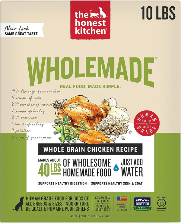 The Honest Kitchen Human Grade Wholemade™ Dehydrated Whole Grain Dog Food - Complete & Balanced Meal or Topper - Chicken, 10 Pound (makes 40 Pounds)