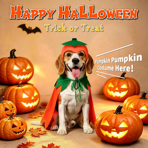 Rypet Dog Pumpkin Costume, Halloween Cape & Hat for Large X-Large Dogs, XL