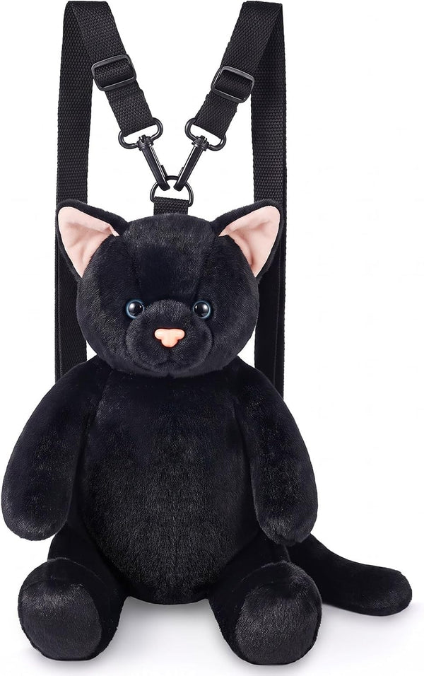 Cat Shaped Purse for Women Crossbody Bag Plush Black Funny Furry Fuzzy Shoulder Bag Cute Animal Purse(Black Cat)