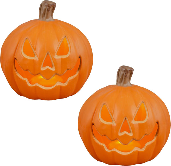 Xodus Battery Operated LED Light Pumpkin, Jack-O-Lantern, 8.5-inch, 2 Pack