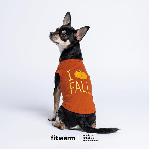 Fitwarm I Love Fall Dog Shirt, Thanksgiving Outfit for Small Dogs Boy Girl, Pet Clothes, Brown, Orange, Yellow, Medium