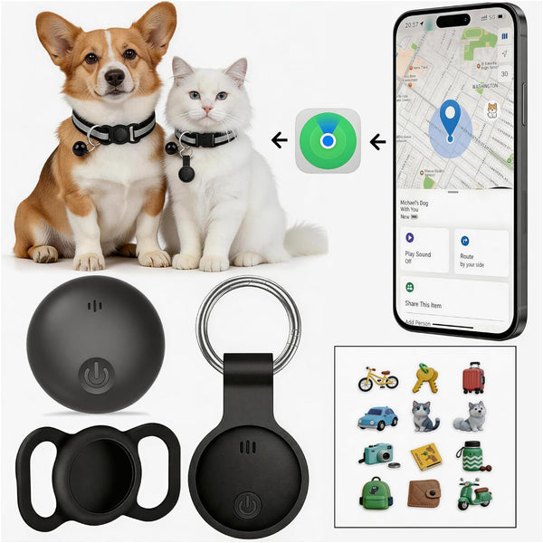 GPS Tracker for Dogs, Smart Collar with Real-Time Location - Pet Location Tracker with Holder, No Monthly Fee/No SIM Card, Works with iOS Find My【Apple MFi Certified】 , Ultra-Slim, IP68 Waterproof
