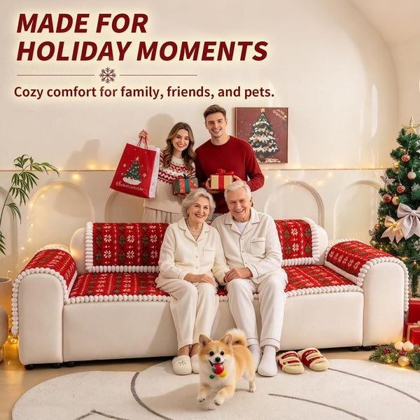 Christmas Couch Cover, Christmas Plush Sofa Cover for Dog Pet 1PC