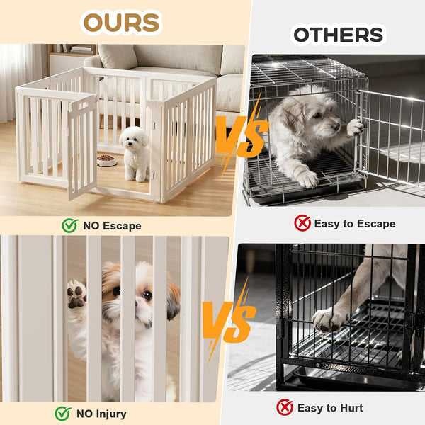 Dog Playpen, Clear Dog Pen, Dog Pen Indoor, Easy to Install and Remove Dog Play Pen, Puppy Playpen Suitable for Dogs, Cats,Dog Playpen Indoor (White, 23.6 inch Height, 8 Panels)