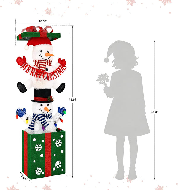 3D Snowman Gift box Outdoor Christmas Decorations with Timer&Remote Control