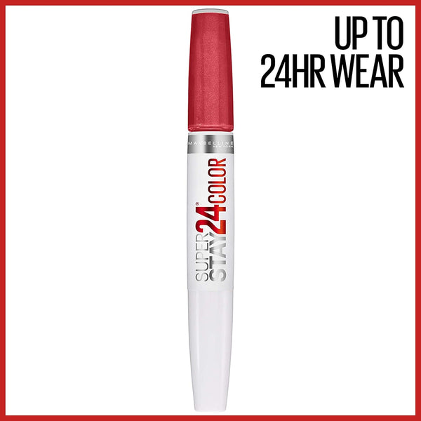 Maybelline Super Stay 24, 2-Step Liquid Lipstick Makeup, Long Lasting Highly Pigmented Color with Moisturizing Balm, Continuous Coral, Coral Pink, 1 Count