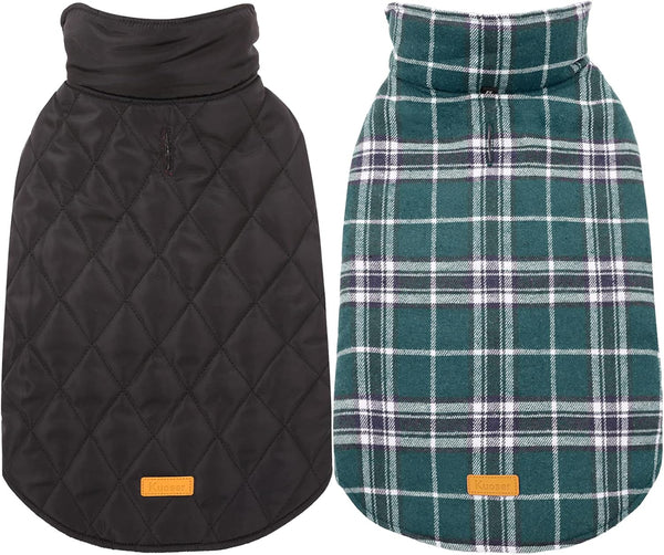 Kuoser Waterproof Dog Coat, Warm Reversible Dog Jacket with Leash Hole