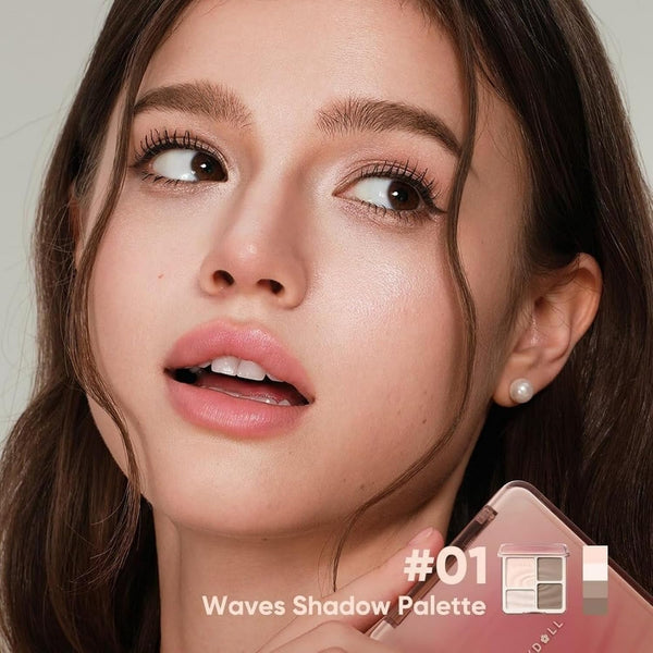 JUDYDOLL Highlight & Contour Palette, All-in-One Matte Highlighter Contour Compact, Natural Brightening Finish for Cool Fair & Olive Skin (01 Wave Shadow Palette)