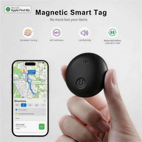 GPS Tracker for Dogs, Smart Collar with Real-Time Location - Pet Location Tracker with Holder, No Monthly Fee/No SIM Card, Works with iOS Find My【Apple MFi Certified】 , Ultra-Slim, IP68 Waterproof