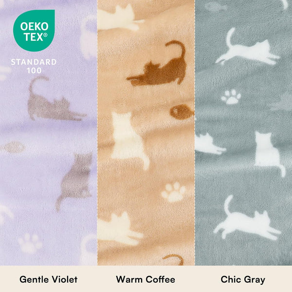 Luciphia 3 Pack Cute Cat Blankets Cozy Small Throw for Pet Puppy,23"x16"