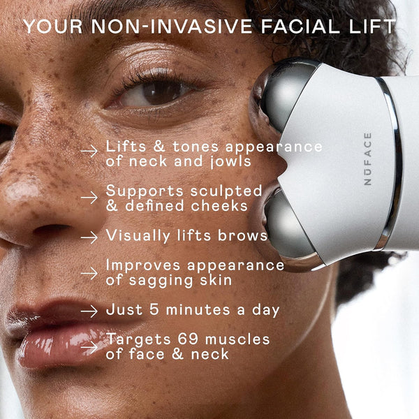 NUFACE Trinity+ Skin Tightening & Face Lift Device - Microcurrent Facial Sculpting Tool to Contour Cheeks, Jawline & Neck, 3 Frequencies, Supports Lymphatic Drainage + Activator Gel, White