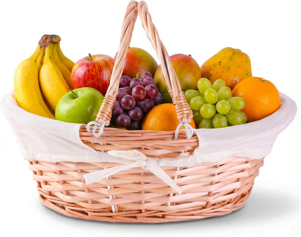 Vintiquewise Natural Wicker Picnic Basket with a Handle for Home and Garden