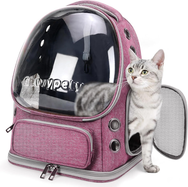 Cawypety Cat Backpack Carrier Large Space Bubble Backpack up to 12lbs Pink