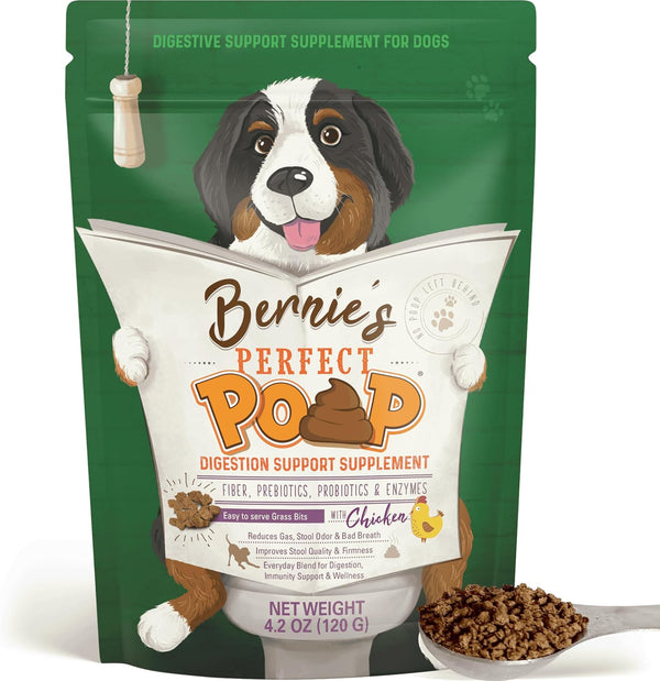 Perfect Poop Digestion & General Health Supplement for Dogs: Fiber, Prebiotics, Probiotics & Enzymes Relieves Digestive Conditions, Optimizes Stool, and Improves Health (Chicken, 4.2)