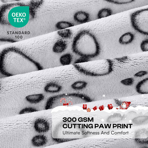 Luciphia Fluffy Paw Print Dog Blanket Large/Medium/Small, Soft Fleece Throw