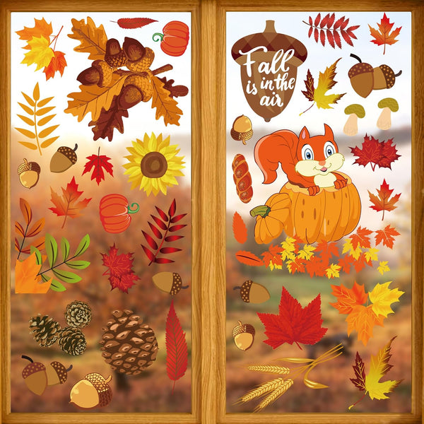 Fall Window Clings for Glass Thanksgiving Autumn Clings Decor for Windows