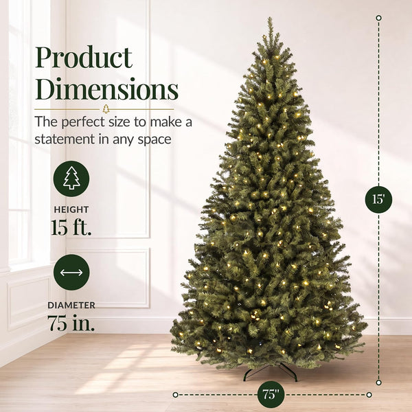 Best Choice Products 15ft Artificial Christmas Tree with LED Twinkling Lights, Pre-Lit Spruce Realistic Holiday Xmas Décor, 1,800 Lights, 5,476 Tips