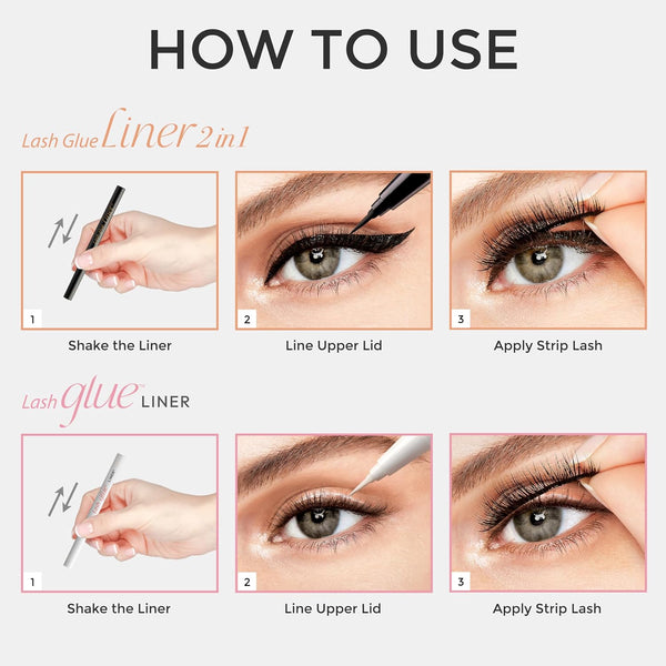 Kiss Lash Glue Liner Black Felt-Tip Pen Aplicator, 0.03 Fl Oz (0.9 ml), Matte Finish Eyeliner-Look False Eyelash Adhesive, Quick-Dry Formula, 12+ Hour Hold, Works with All Lash Types, Easy Touch-Up